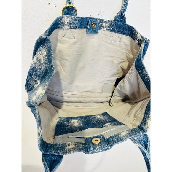 SANDRO Denim Tie-Dyed Kasbah Magnetic Button Closure Open Pocket Grunge Bag - Picture 9 of 13